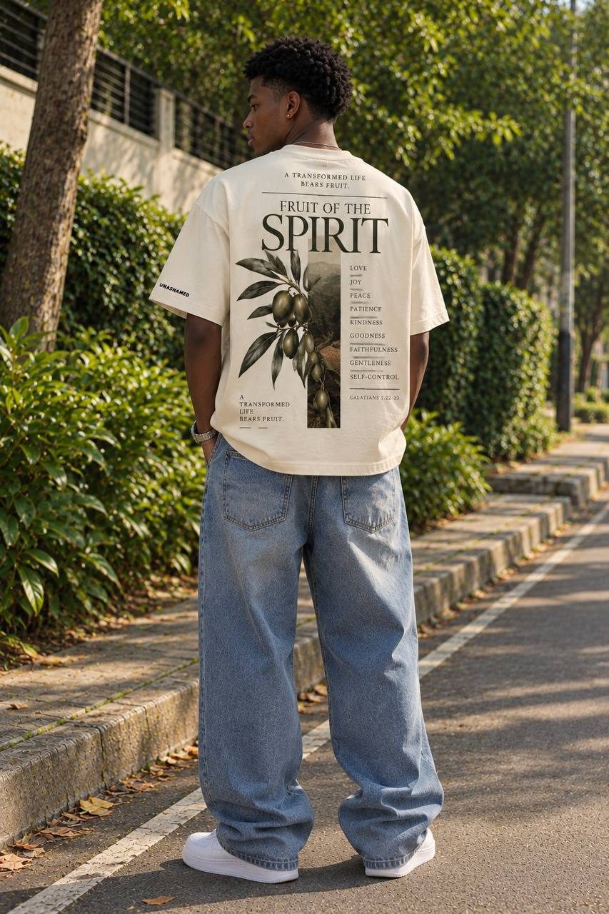 Back of the cream Fruit of the Spirit tee